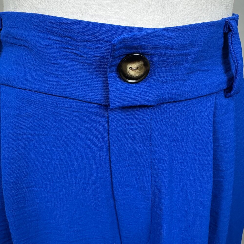 Tulléa Los Angeles Royal Blue Wide Leg Flowy Pants Size XL Elastic Waist Pleated - Picture 5 of 9